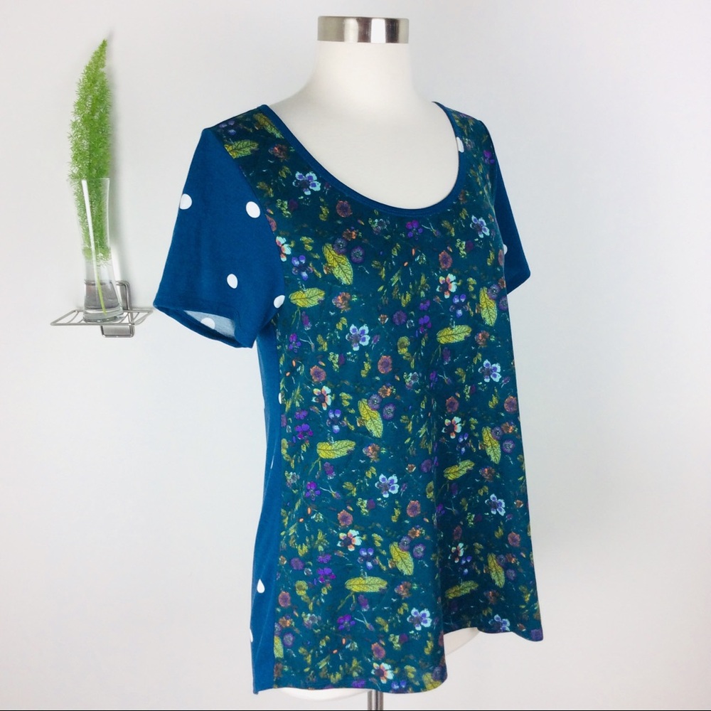 LuLaRoe Floral Polka Dot Long Back Top Size (S)
